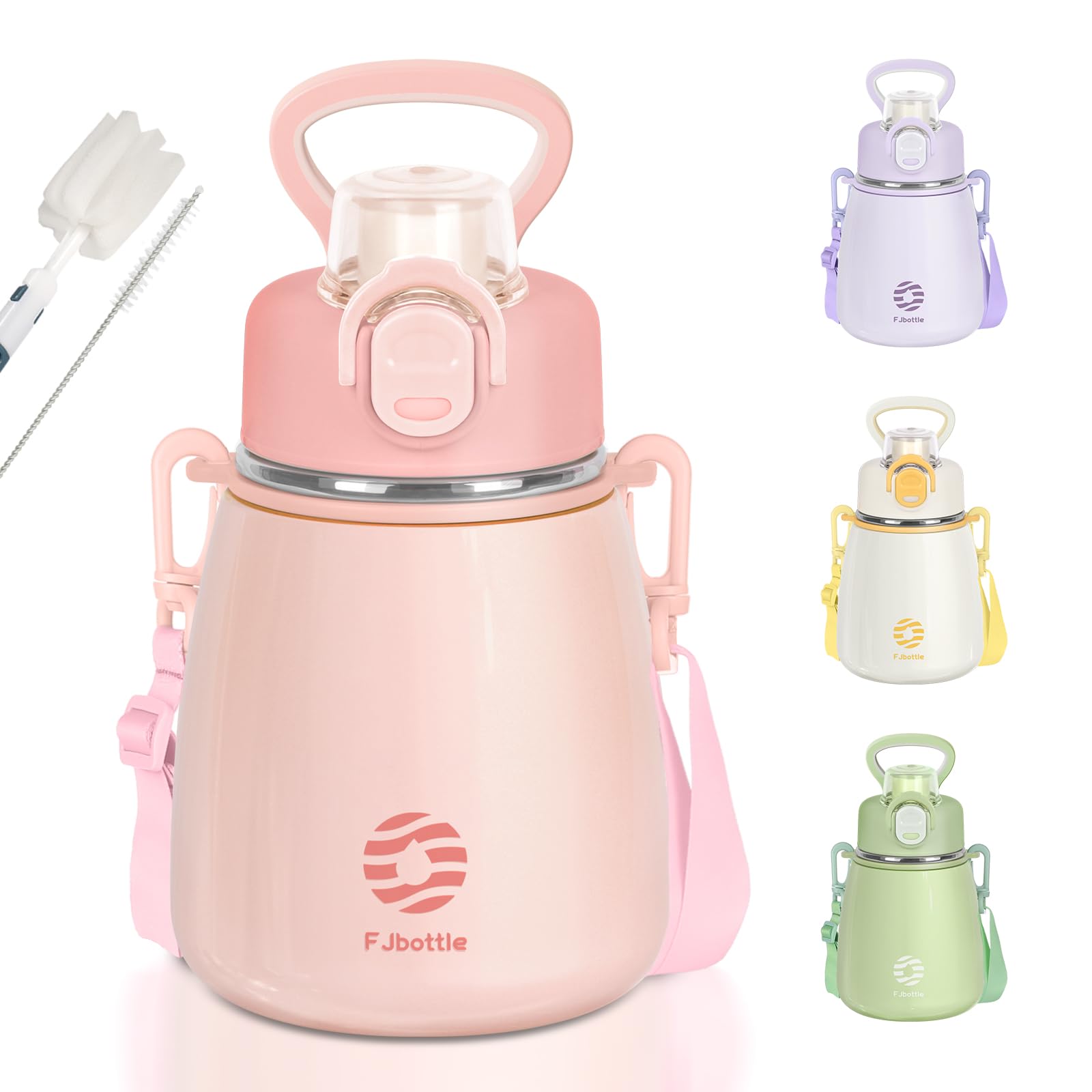 

Бутылка для воды FJbottle 600 мл Вакуумная термокружка Бутылка Бутылка Соломинка Сохранение тепла Сохранение холода Легко мыть Широкое горлышко Бутылка из нержавеющей стали с розовый