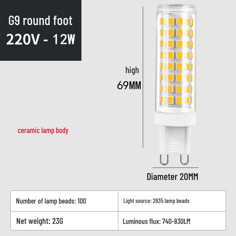 High Brightness G9 LED Pin Bulb, Flicker-Free, Energy-Saving, 220V Ceramic Corn Design.