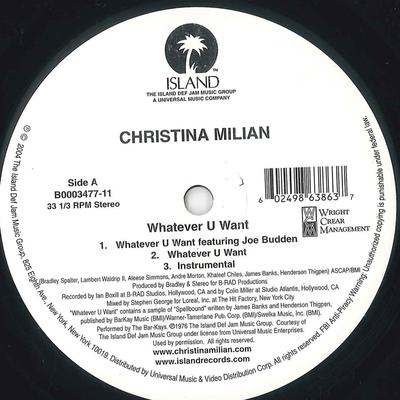 12inch Record CHRISTINA MILIAN - Whatever U Want B000347711 ISLAND 2004 US Rap & Hip-Hop/R&B Used