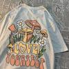 Cottagecore Style Mushroom Love Yourself Mens Tshirt Oversized T-Shirts Oversized Cotton T Shirts Breathable Women Short Sleeve
