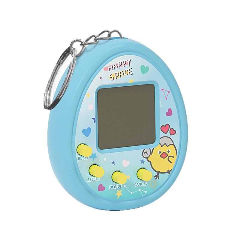 Mini Handheld Virtual Pet Game Console Keychain Pendant Bubble Blue Electronic Pet Console
