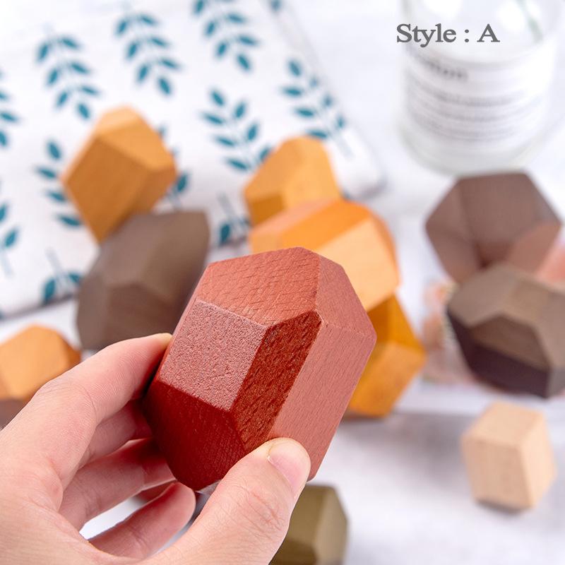Wooden Stacked Stone Balanced Toy Montessori Education Primary Color Block Stacking Game Nordic Style Rainbow Wooden Toy For Kid