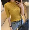 Slim Casual Base Knitted Shirts Women Pullover Half Sleeve Casual Sweater Blouses Women Solid Basic Tee Tops 13466