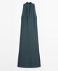 Masimodutti Linen V-Neck Midi Dress