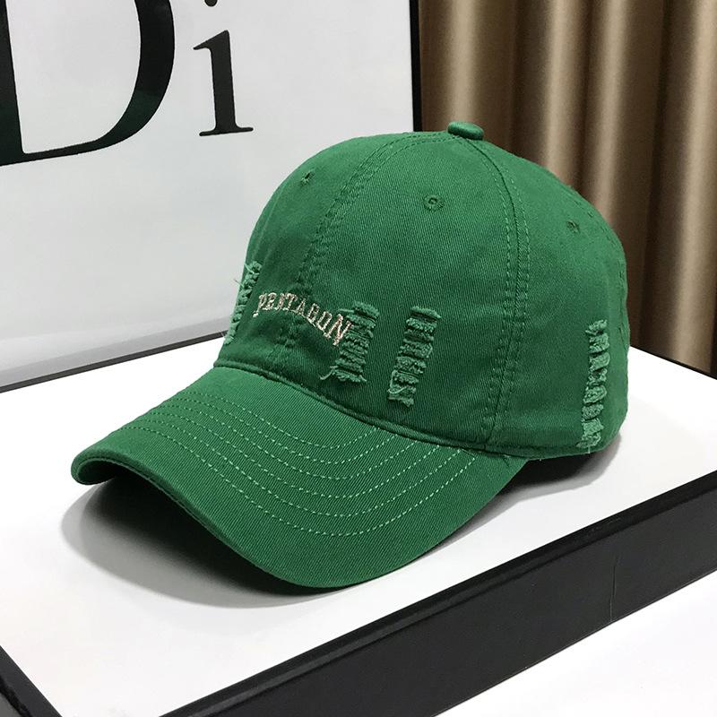 Soft Top Baseball Cap Men's and Women's Face Small Hole Hat Autumn Retro Black  Curved Brim Dome Cap