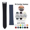 19mm 21mm FKM-Gummi-Uhrenarmband für Cartier Santos WSSA0009 WSSA0010 WHSA0021 Schnellwechsel-Stahl-Endstück-Verbindungsglied-Uhrenarmband