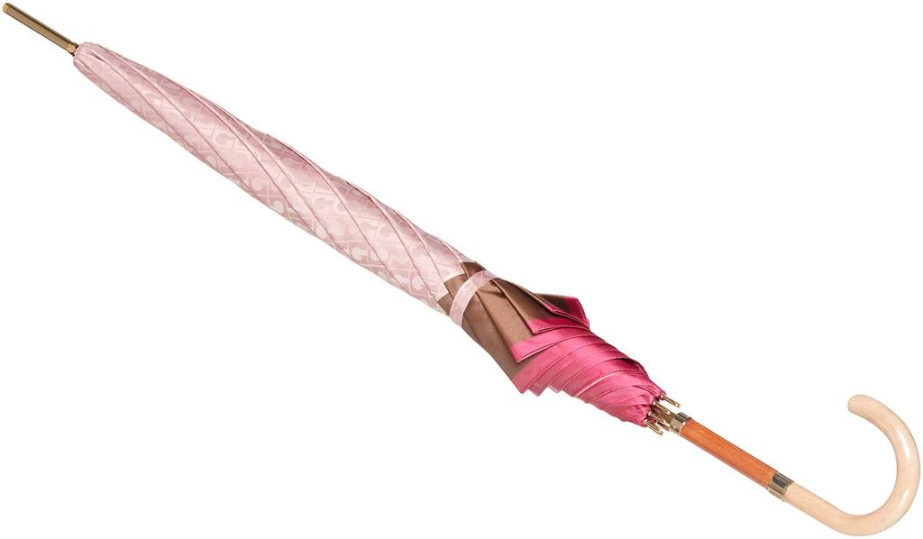 AURORA 1GD Logo Jacquard Long Umbrella in Pink Japan Ribs 60cm [GHERARDINI] 11001-01G Yarn-dyed Hand-opening (Made Japan) Women's (FREE Size)