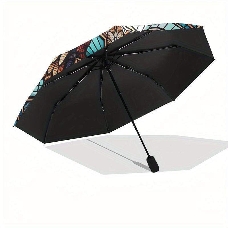 Stained Angel Cross Artwork: Spiritual Window DecorUmbrella, Portable 3-Fold Compact Umbrella for Men & Women Gift