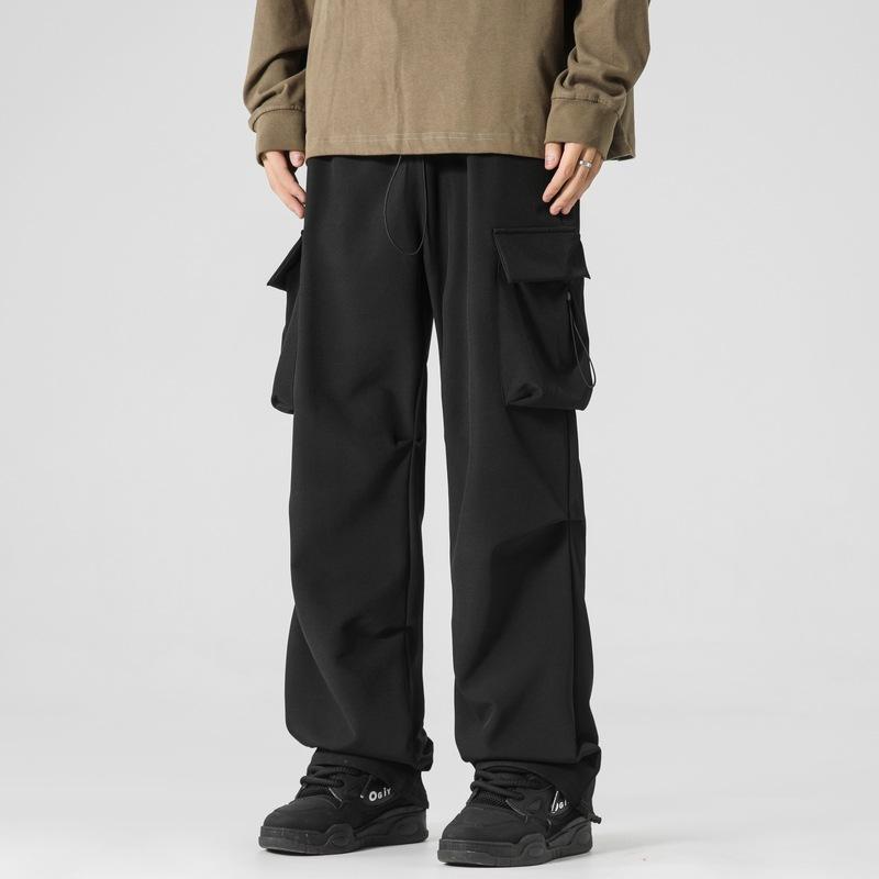 Overalls Men's Spring and Autumn Loose Straight Versatile Casual Pants Solid Color Sports Wide Leg Pants Boys