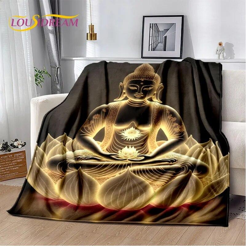 HD Buddha Buddhismus Víra Meditující Náboženství Sakyamuni Bodhisattva Modlitební deka Měkká deka pro domácí postele Pohovka Kid