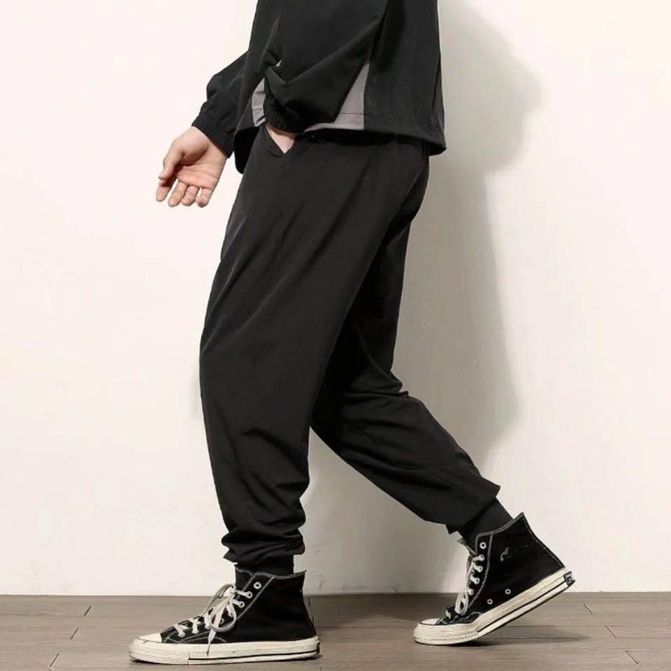 Men's Plus Size Summer Casual Black Harem Sports Pants - Loose, Trendy, Thin