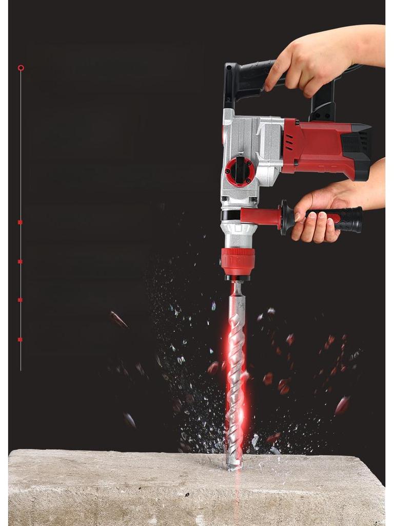All-Copper Multi-Function Electric Hammer & Drill: Dual-Purpose Tool for Concrete, Home & Industrial Use.