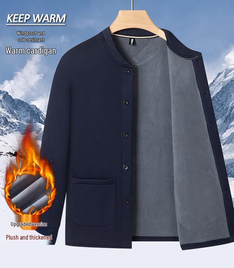 Herren Winter-Cardigan mit Plüschfutter für Mittelalte und Ältere