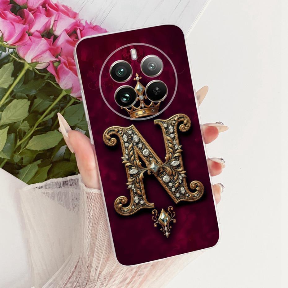 Fashion Crown Letter Case For Realme 12 Pro+ / 12 Pro Soft Silicone TPU Back Cover For Realme 12Pro Plus 5G Phone Cases