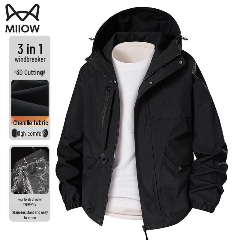 MiiOW Men s Hooded Windproof Waterproof Jacket L