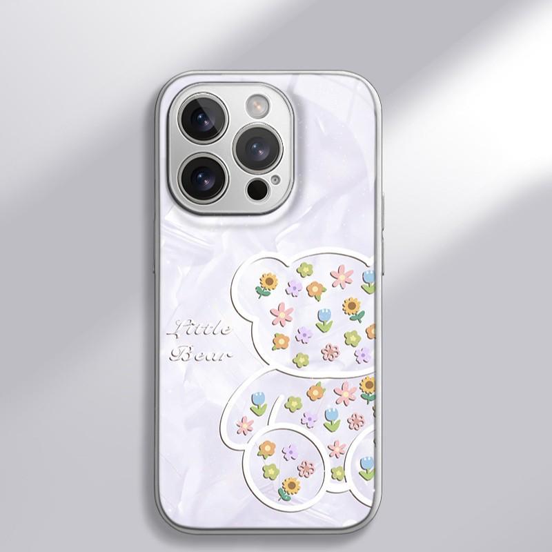 

Flower Bear for Apple 16 Promax Cartoon Female Model for IPhone Mobile Phone Case 15 New Model 14 Hydrogel Shell For Apple 6