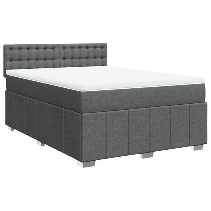 Maison Exclusive - Sommier à lattes de lit avec matelas Gris foncé 140x200cm Tissu