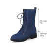 Cizme de damă din denim noi de toamnă-iarnă cu toc gros, platformă, vârf rotund, pantofi de damă casual cu șireturi, botine pentru femei WSH5220