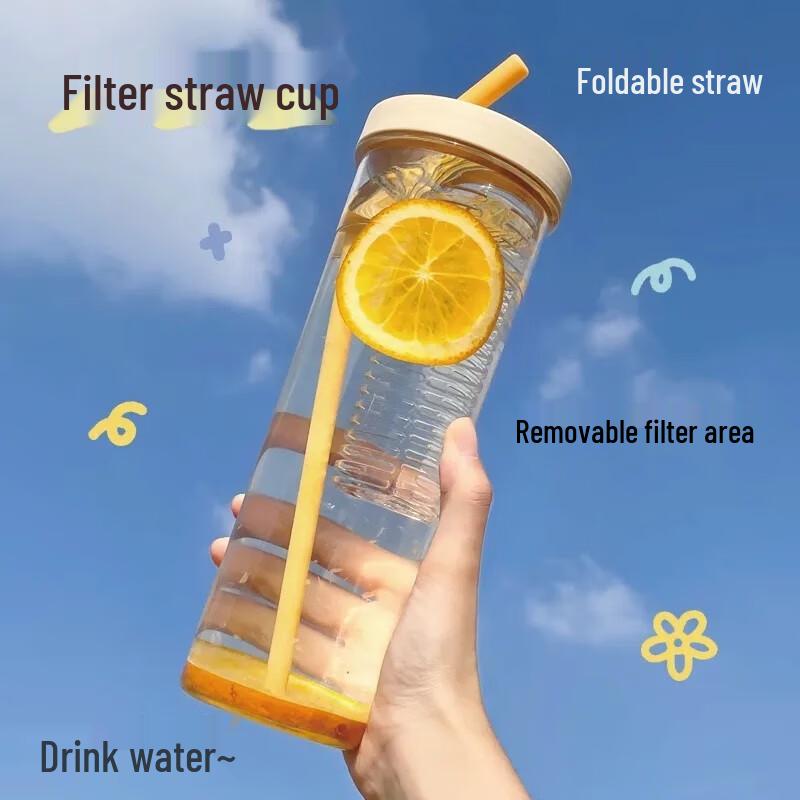 Portable Plastic Straw Juice Cup