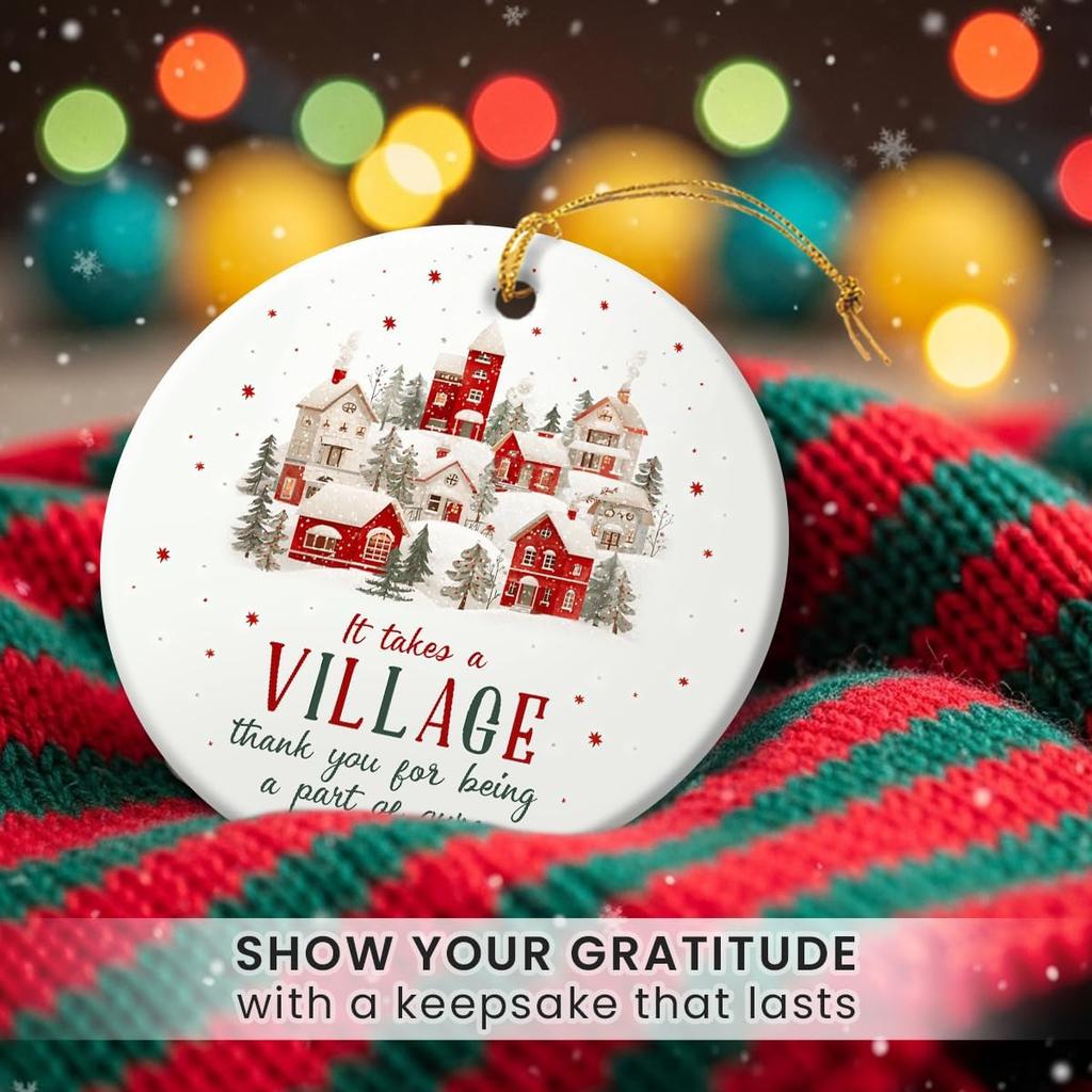 Thank You Ornament 2025 - It Takes A Village Ornament, Unique Xmas Gifts for Coworkers Boss Mentor, Thank You Gifts for Women Men Teachers Coaches
