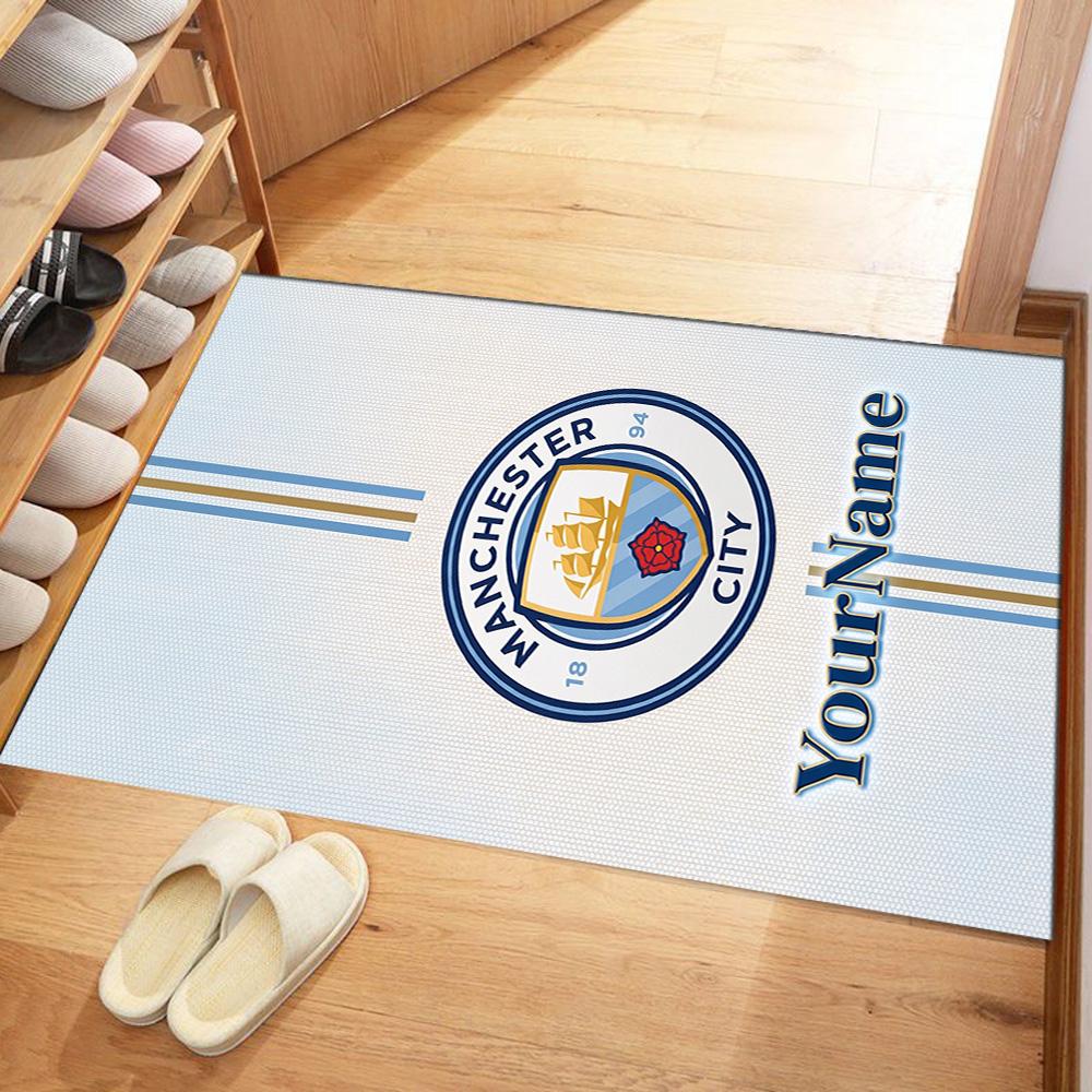 Manchester City Personalized Name Carpet Suitable for Balcony Game Room Outdoor Kitchen Antislip Carpet Decorate Offices