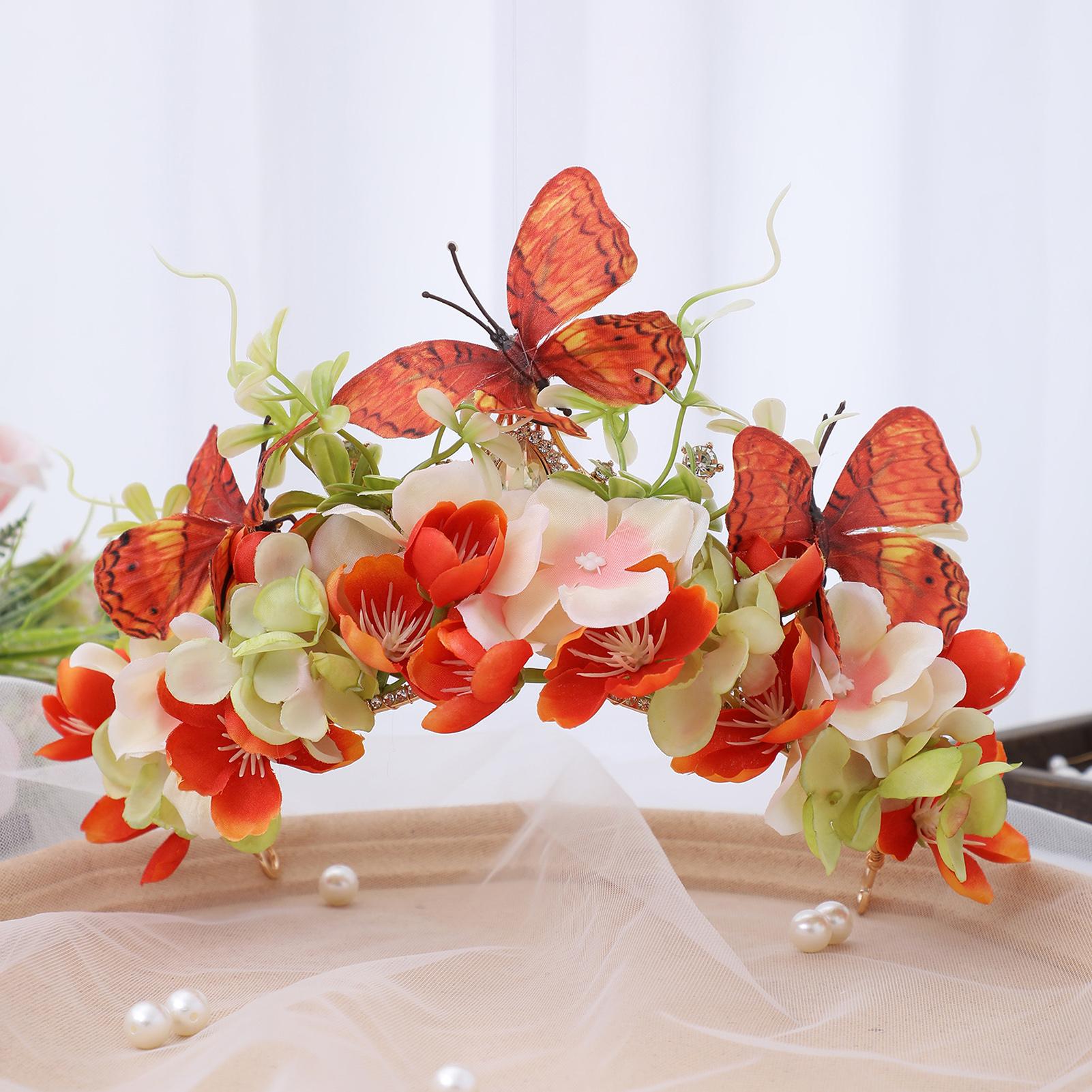 

Милая романтическая цветочная корона для женщин, китайская цветочная композиция, марлевая цветочная корона, креативные инновационные цветочные аксессуары для волос