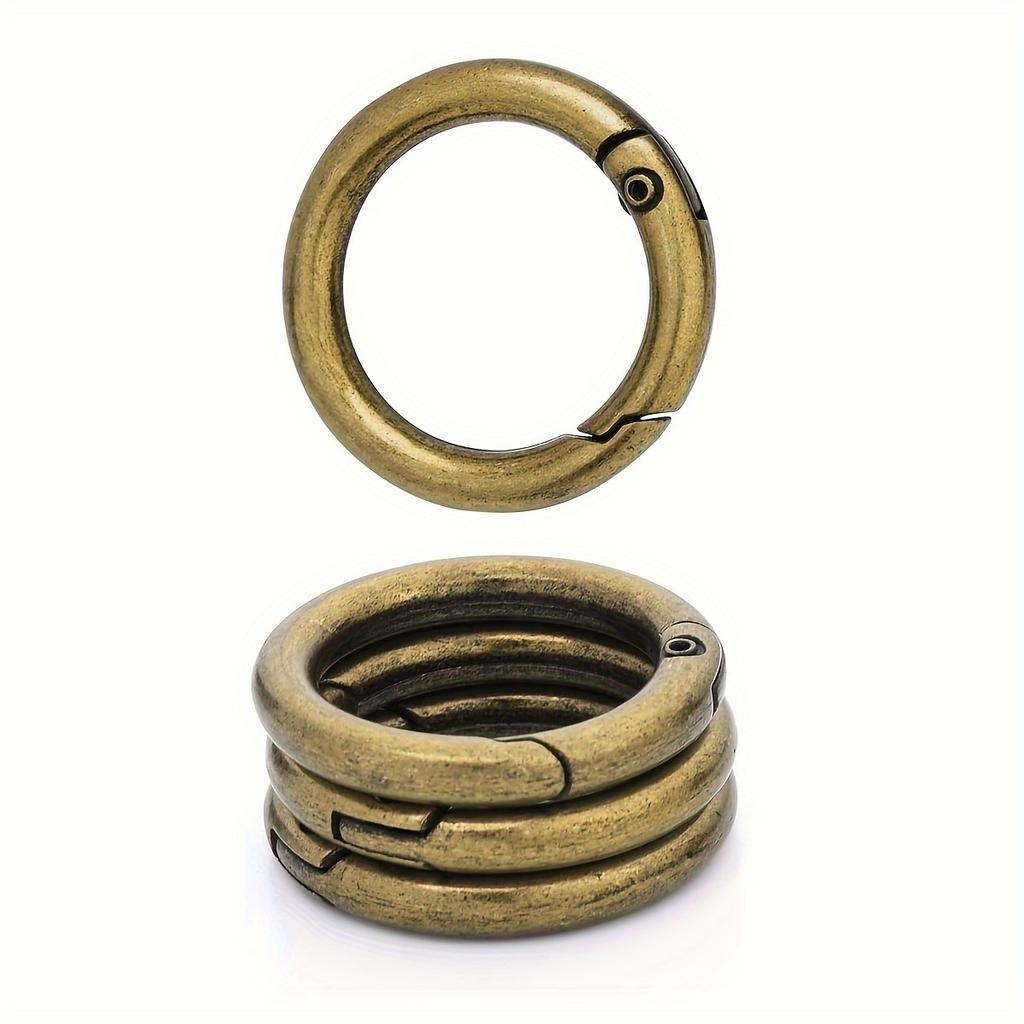 Pack of 10 Trigger Spring O-Rings, Metal Round Snap Buckles, Spring Keychain Clips for Hardware DIY Handmade Wallet Replacement with Keyring