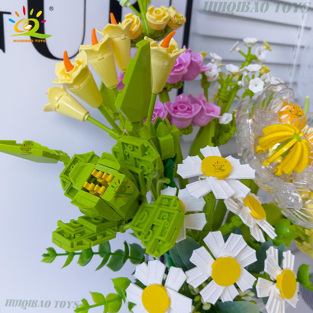 Non-Toxic Moc Bridal Bouquet Building Blocks Set Artificial Flowers For Home Decor New Year Festival Gift Bricks Kits Toys Adult