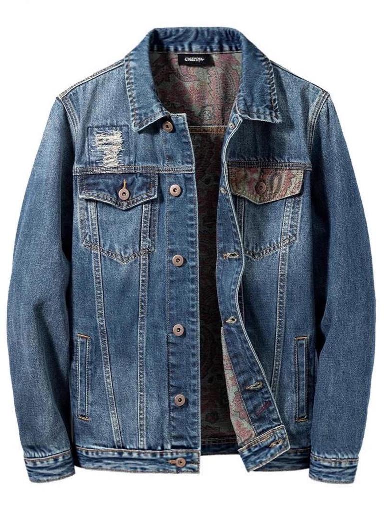 2025 Men's Loose Casual Denim Jacket for Spring and Autumn - Teenager Workwear Shirt Top