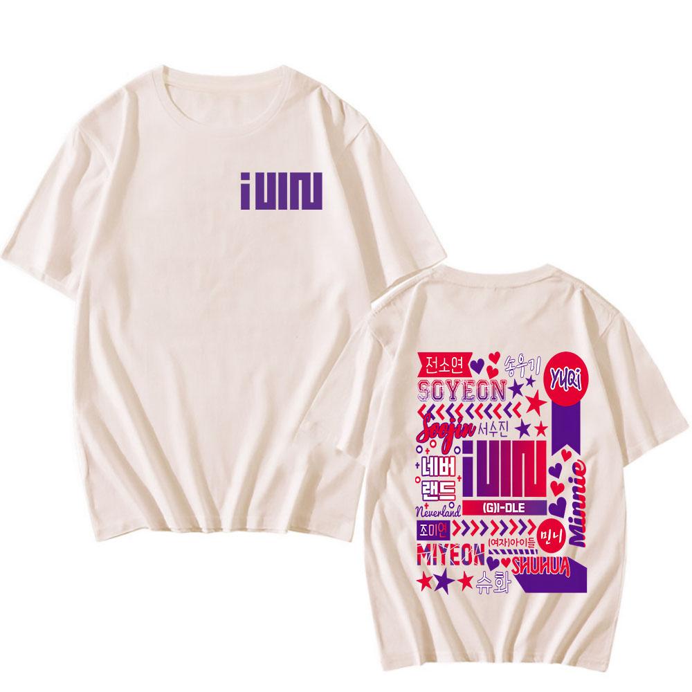 2024 Nova GIDLE YUQI Imprimir Homem/Mulher Harajuku T-shirt Hip Hop Manga Curta Casual Unissex Streetwear Algodão Tops Moda Roupas