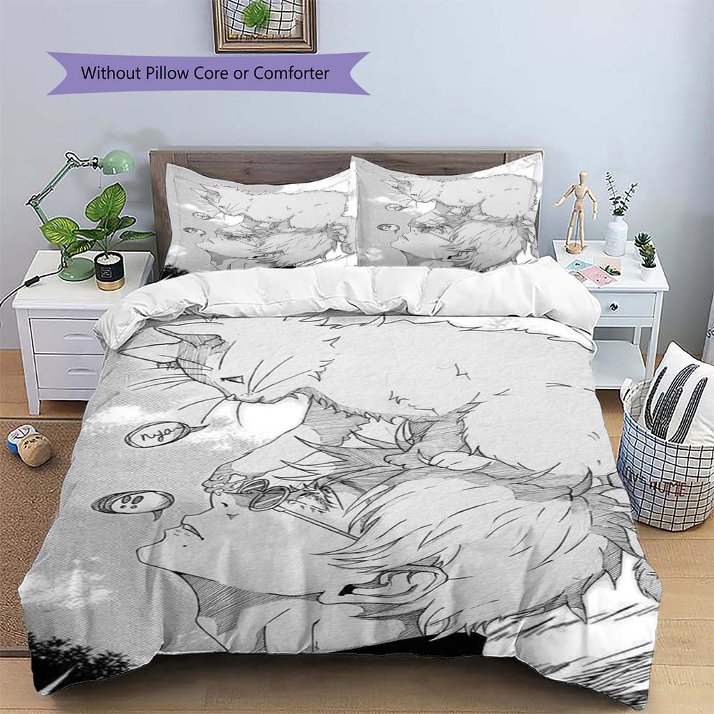 Jujutsu Kaisen Daily Use Bedding Patterned Duvet Cover Set & Case Nice Fan Gift Anime Style Bedroom Ornament Decoration -xia110