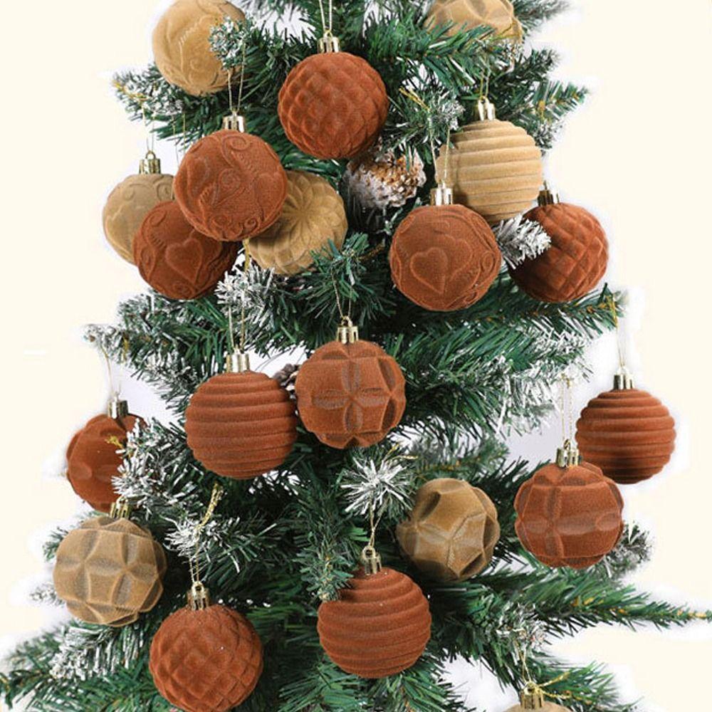 12pcs Christmas Tree Velvet Ball Ornaments Colorful Holidays Decoration Hanging Ornaments Simple Creative Pendant Decorations