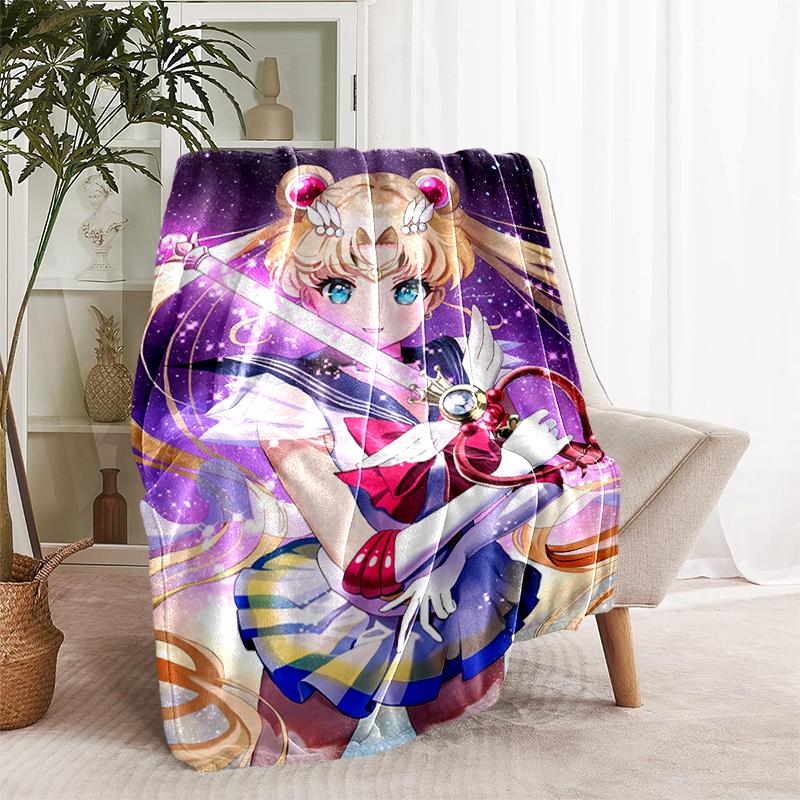 1pc Blanket Sailor Moon1 Print Design, Lightweight Blanket for Sofa, Bed- Soft &Warm, Gift for All Seasons like Christmas, Halloween