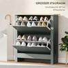 Shoe Cabinet with 2 Flip-Down Compartments, Adjustable Divider for 8-12 Pairs of Shoes, 72 X 26 X 80 Cm, Light Grey
