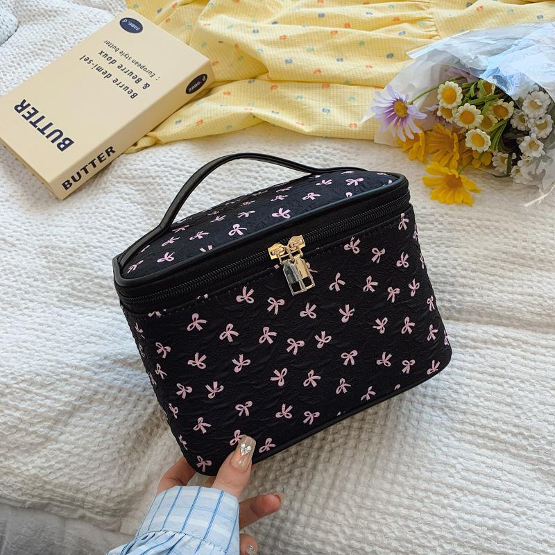 2026 New Bow Cosmetic Bag Wash Bag Large Capacity Storage Bag чёрный