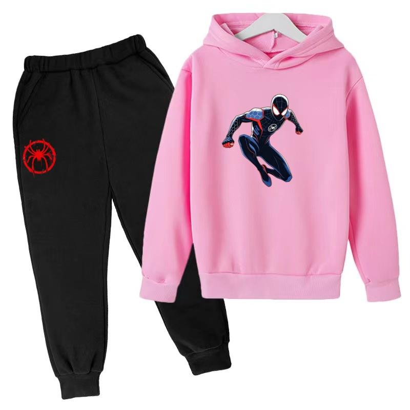 Roupas Infantis Inverno Primavera Moletons com Capuz Masculinos para Meninos (3-13 Anos)Conjuntos Esportivos de Anime Roupas Infantis Blusas+Calças