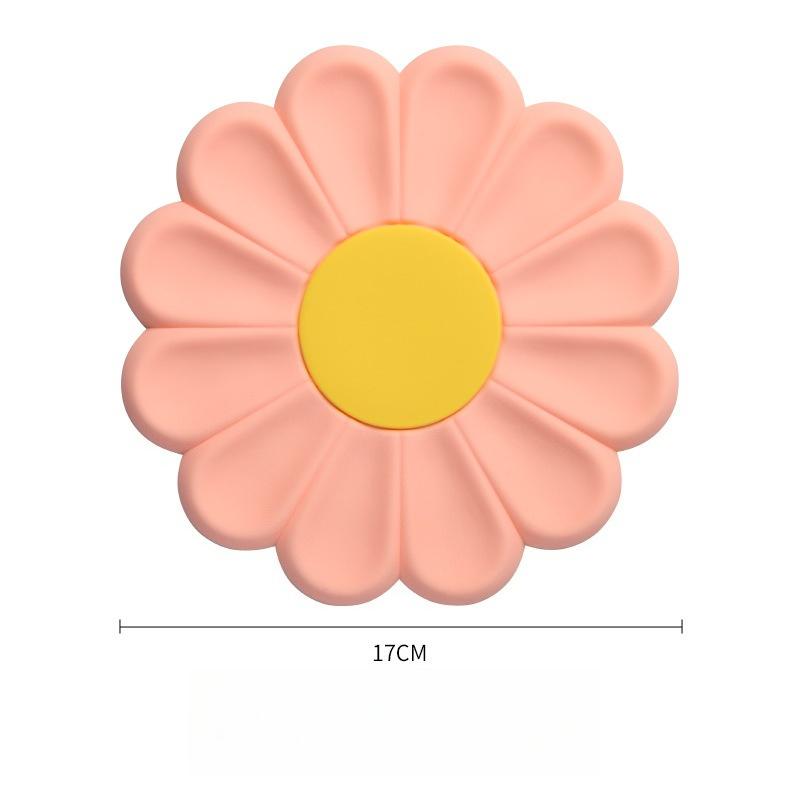 Flower Heat Resistant Silicone Mat Kitchen Table Coaster Non-slip Drink Cup Pot Holder Table Placemat Kitchen 17cm Cup Coasters