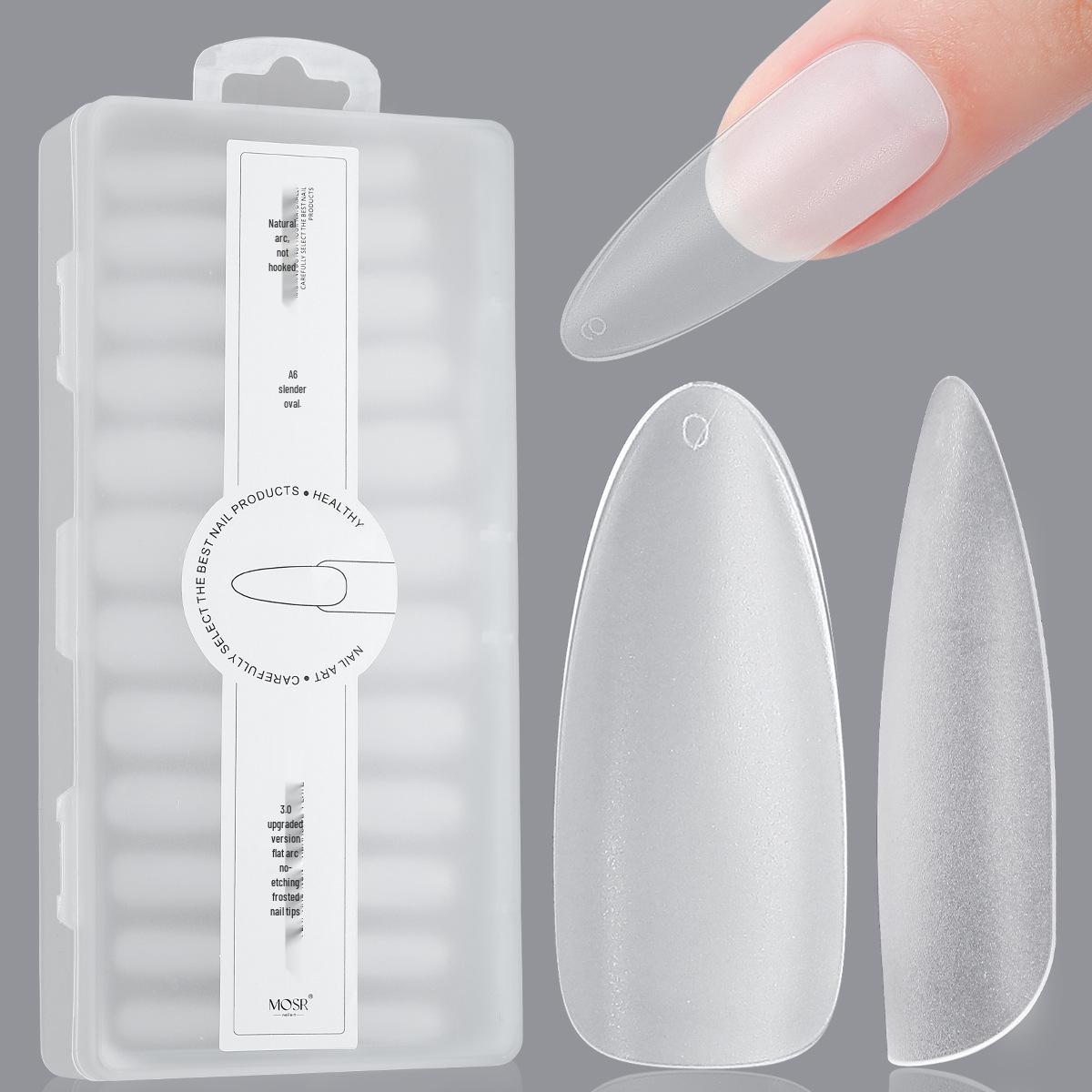 

240-Piece Box of Wearable Full-Coverage Frosted Long Almond Nail Tips