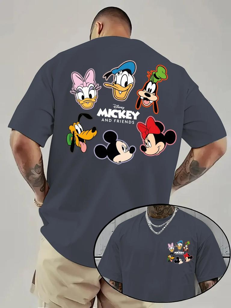 Disney Mickey Mouse and Friends Pattern TShirt Daily Leisureand Theme Activities Wear Unisex Cotton Short Sleeve Oversized