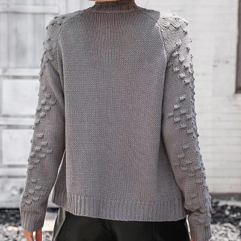 IHUASU Autumn and Winter Women's Knitted Three-dimensional Pattern Cardigan Jacket Sweater