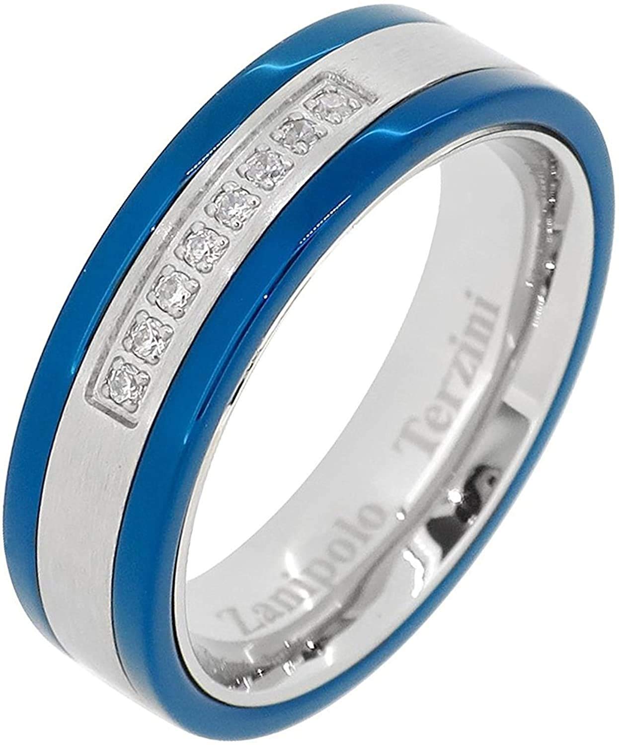 

Zanipolo Terzini Zirconia Line Surgical Stainless Steel Ring, Men s, Sizes 15-23 (Size 19)