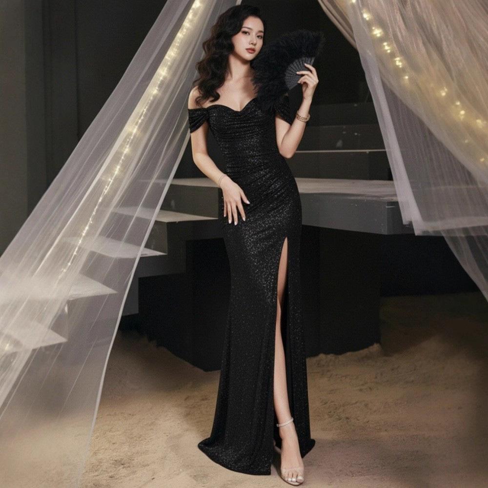 Sexy Night Dress, Evening Dress with Sleeves, SPA Foot Massage K-song Club, Soft Massage Technician, Working Clothes Look Thin