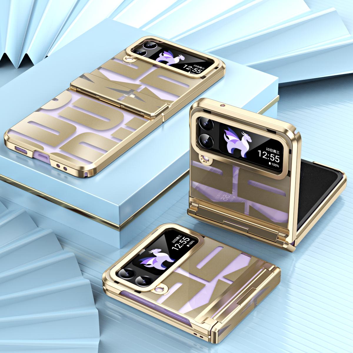 

Роскошный шарнирный защитный чехол для Samsung Galaxy Z Flip 4 3 5G, жесткий противоударный чехол для телефона из ПК, чехол Fundas For Z Flip 4