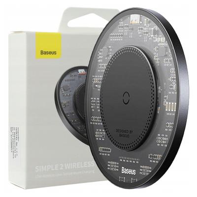 Kabelloses Induktionsladegerät Baseus Simple 2, 15W Mit USB-C zu USB-C Kabel (Schwarz)