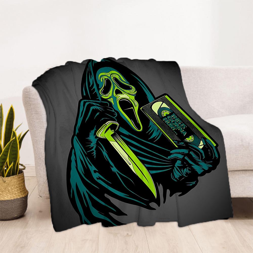 1pc Scream Outdoor Blanket Lightweight Flannel, Soft & Warm, All Season Use for Sofa, Outdoor, Camping, Living Room, Office, Chair