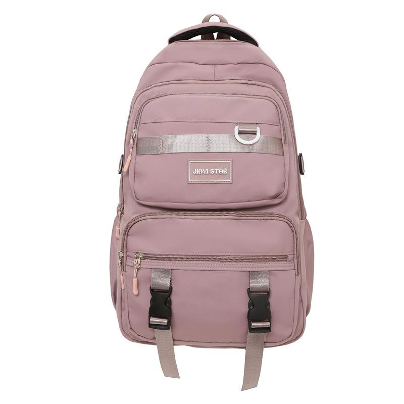 Solid Color Schoolbag Female Backpack Student Large Capacity Backpack