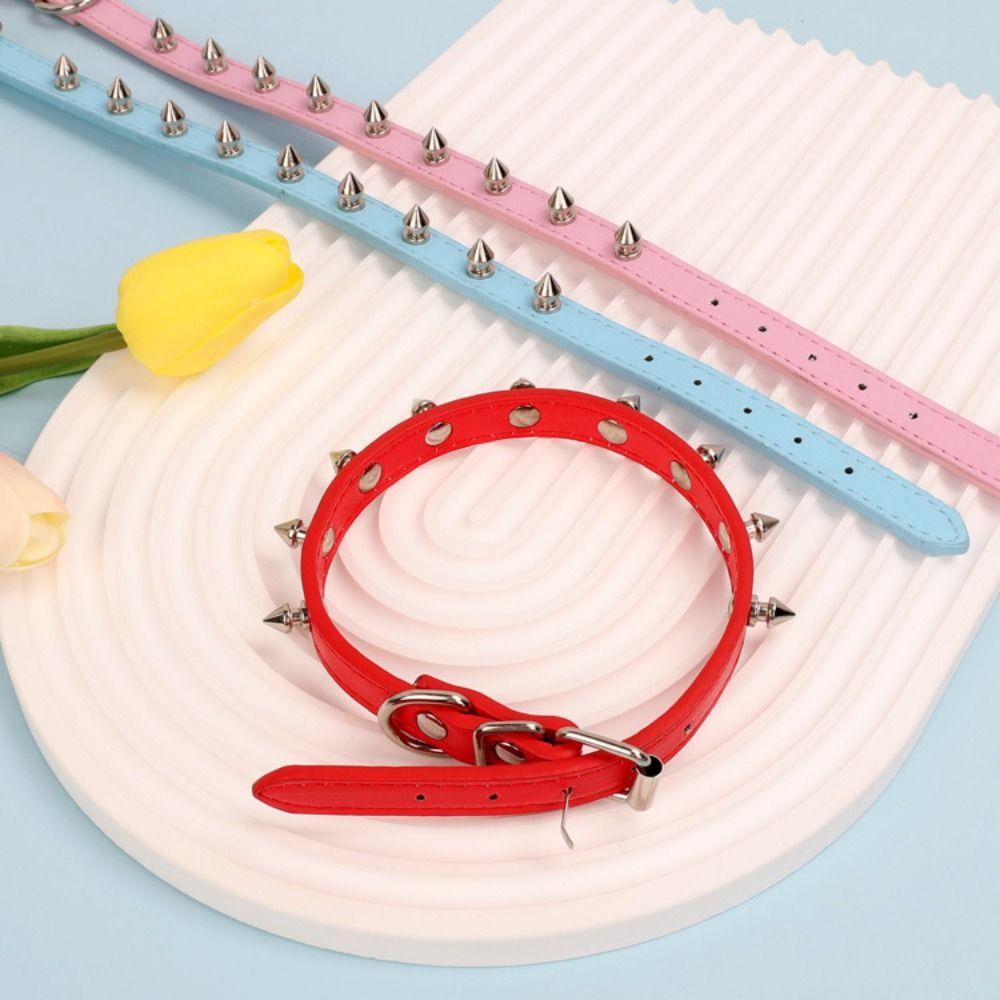 Cool Pet Spiked Studded Collars Colorful Pet Neck Strap Comfortable Cat Dog Collar Photograph