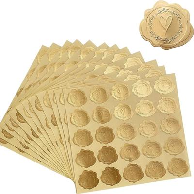 250 pezzi adesivi sigillo design in rilievo scintillante elegante faccia in metallo adesivi di tenuta di carta decorativi unici a forma di cuore casa