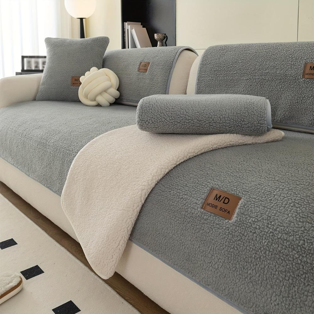 1pc Plush Sofa Slipcover/Pillowcase, Thickened Couch Cover Four Seasons Universal Furniture Protector for Bedroom Office Living Room Home Decor