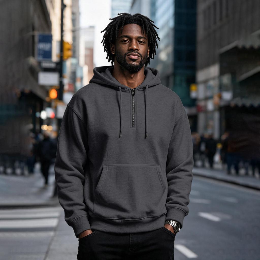 Casual Heren Hoodie met Kwart-Ritssluiting met